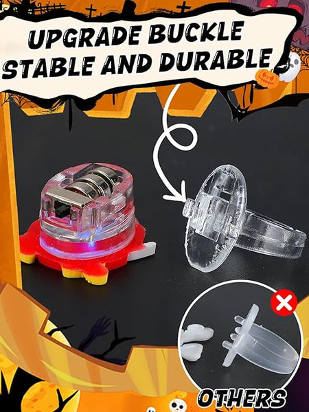 Spooky Halloween LED Rings - 100 Assorted Shapes & Colors Per Pack