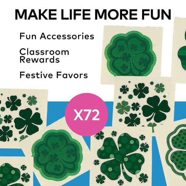 St. Patrick's Day Four-Leaf Clover Patterned Tattoos - 72 Pc. Per Pack