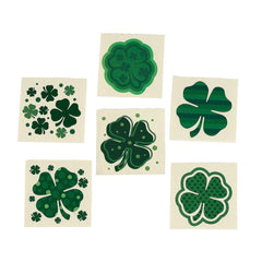 St. Patrick's Day Four-Leaf Clover Patterned Tattoos - 72 Pc. Per Pack