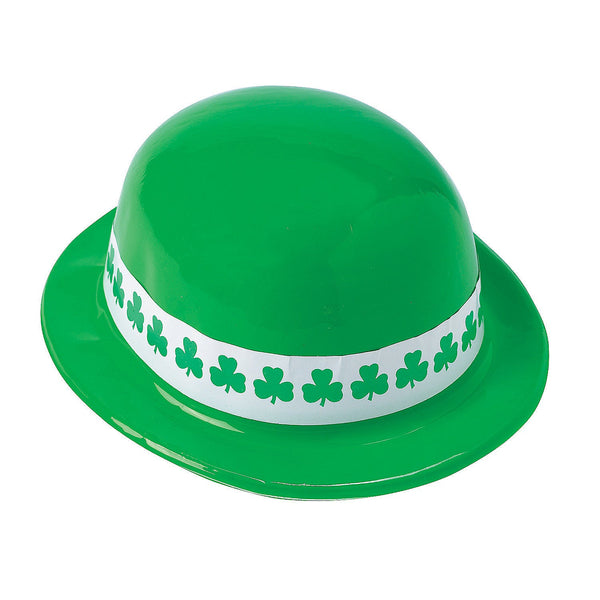 St. Patrick's Day Neon Green Shamrock Band Derby Hats - 12 Per Pack