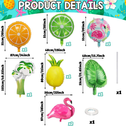 Tropical Hawaiian Mylar Balloon - 9 per pack