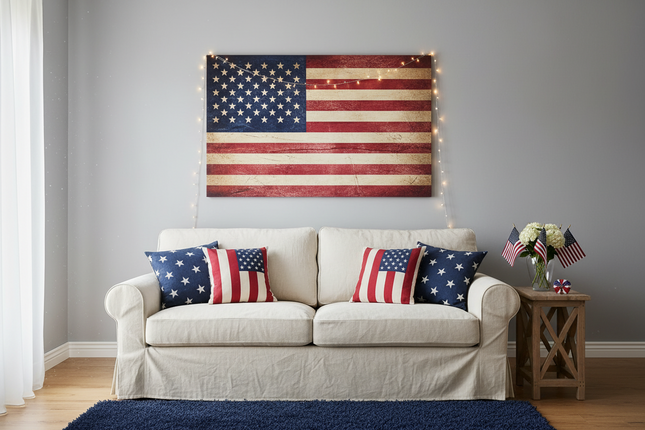 Vintage American Flag Backdrop
