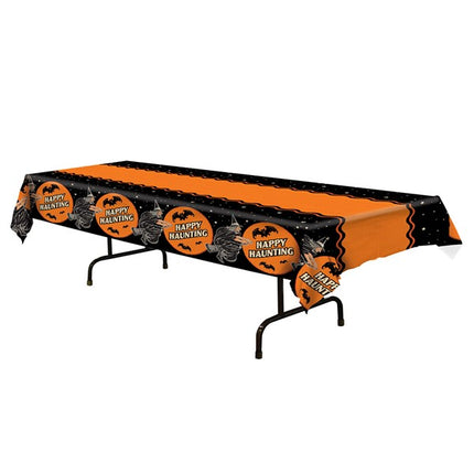 Black & Orange Vintage Halloween Table Cover - 54"W x 108"L