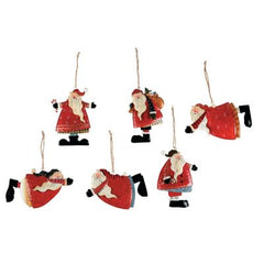 Vintage Santa Claus Metal Christmas Ornaments - 12 Per Pack