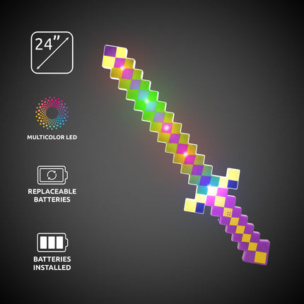 24 Inch LED Light Up Tie Dye Pixel Sword