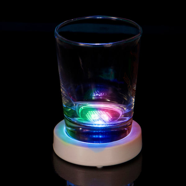White Case Round LED Coaster With RGB Multi Mode Light