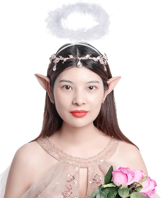 White Feather Angel Halo Headbands - 10 Per Pack
