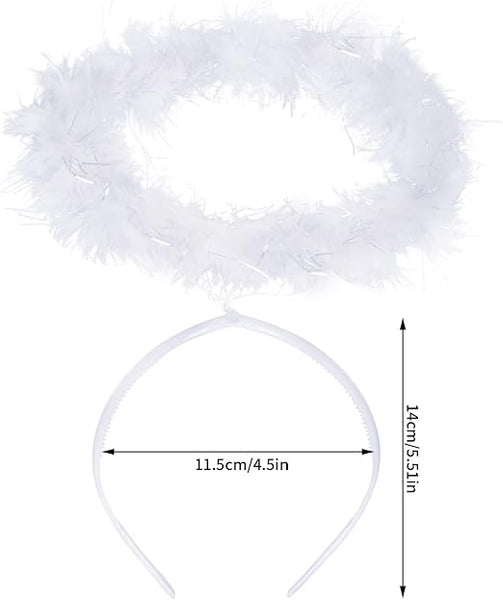White Feather Angel Halo Headbands - 10 Per Pack