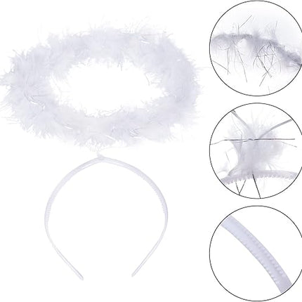 White Feather Angel Halo Headbands - 10 Per Pack