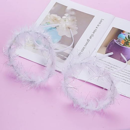 White Feather Angel Halo Headbands - 10 Per Pack