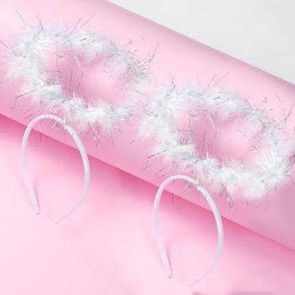White Feather Angel Halo Headbands - 10 Per Pack