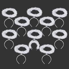 White Feather Angel Halo Headbands - 10 Per Pack