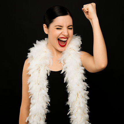 White Feather Boa with Gold Tinsel