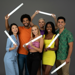 LED Light Up 16 Inch White Foam Stick Batons - Pack of 6 Sticks