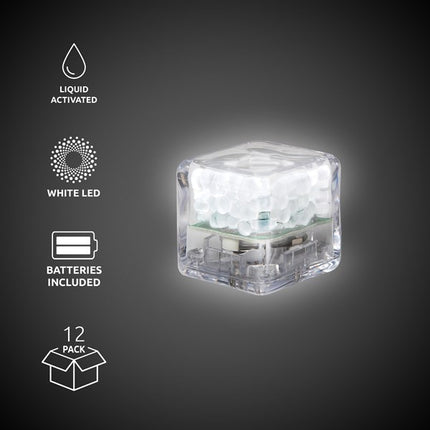 White Liquid-Activated LED Ice Cubes - 12 Per Pack