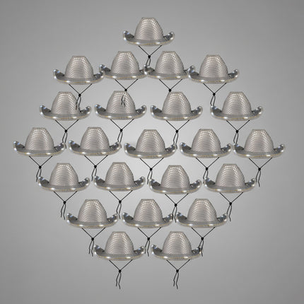 LED Light Up Flashing Sequin White Cowboy Hats - Pack of 36 Hats