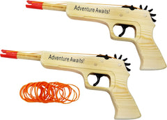 Wooden Rubber Band Gun Toy For Kids - 2 Per Pack