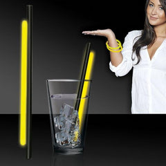 Yellow Glow 9 Inch Straws & Bracelets