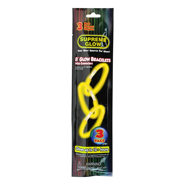 8 Inch Premium Yellow Glow Stick Bracelets