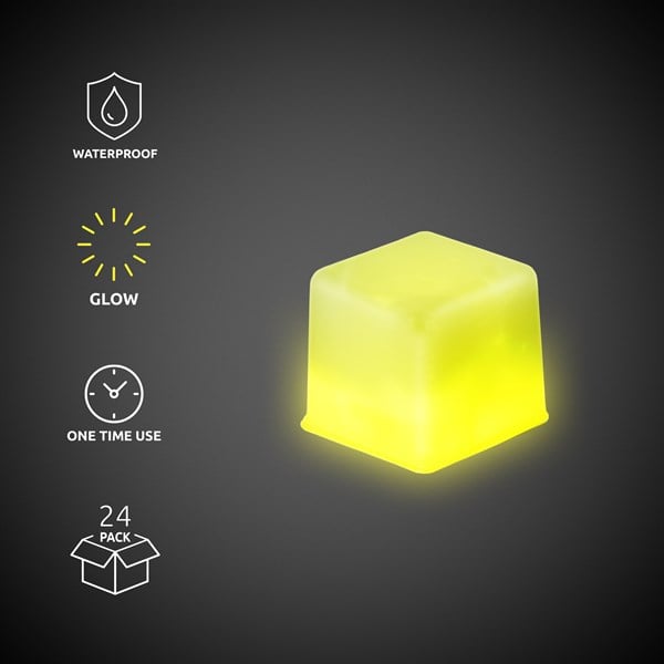 Yellow Glowing Ice Cubes - 24 Per Pack