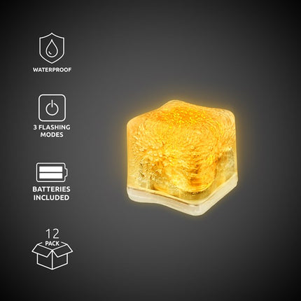 Yellow LED Light Up Ice Cubes - 12 Per Pack