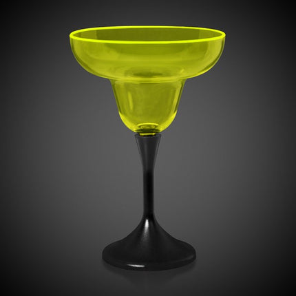 Neon Yellow LED 10 Oz Margarita Glass With Black Stem