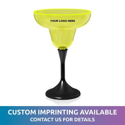 Neon Yellow LED 10 Oz Margarita Glass With Black Stem
