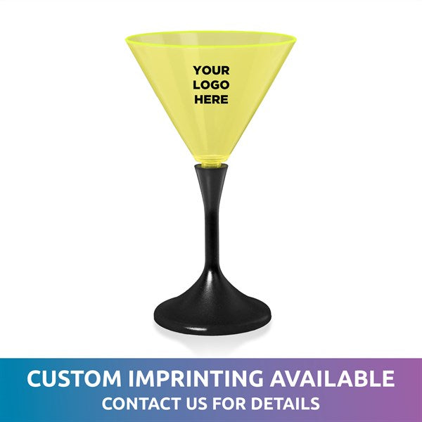 LED Neon Yellow 7 Oz Martini Glass With Black Stem