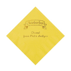Yellow Personalized Oktoberfest Beverage Napkins With Gold Foil - 50 Per Pack