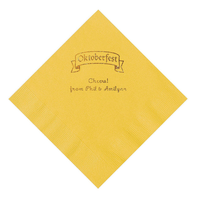 Yellow Personalized Oktoberfest Luncheon Napkins With Gold Foil - 50 Per Pack