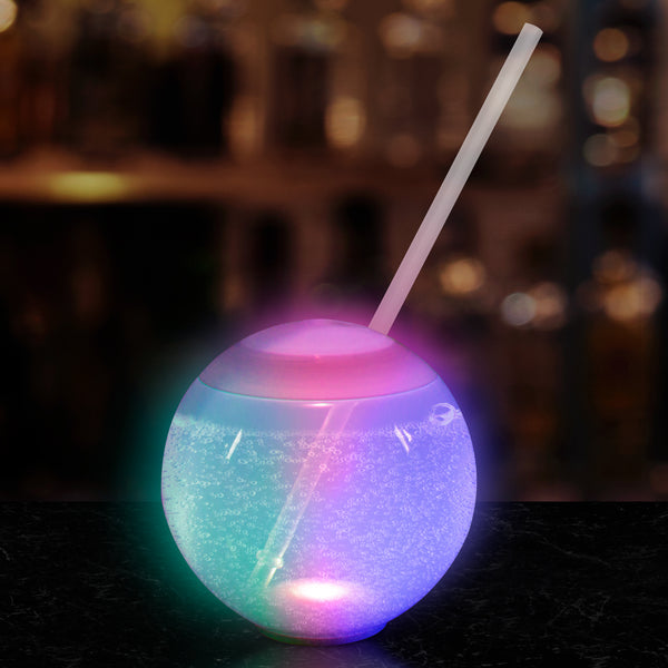 LED Light Up 20 Oz Glass Ball Tumbler - Multi Color
