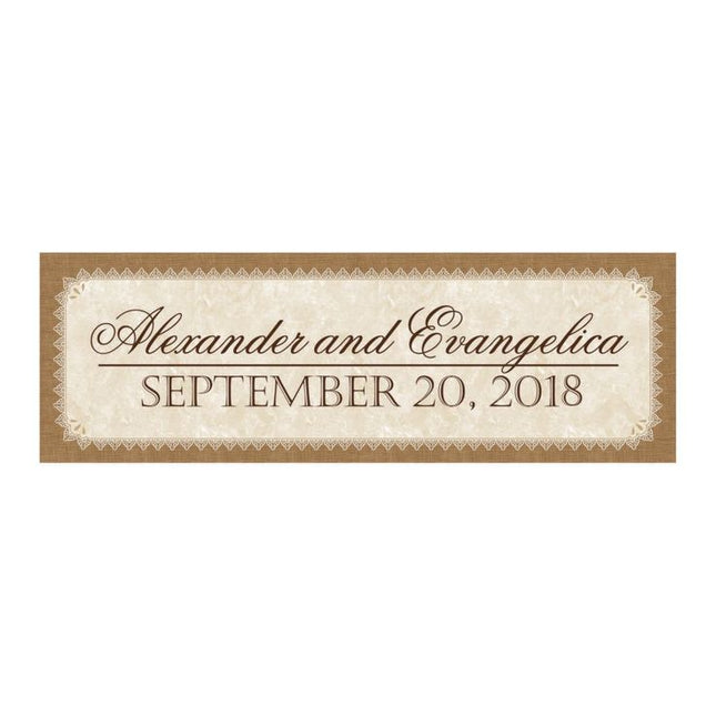 Burlap & Lace Look Rustic Wedding Custom Banner - Medium