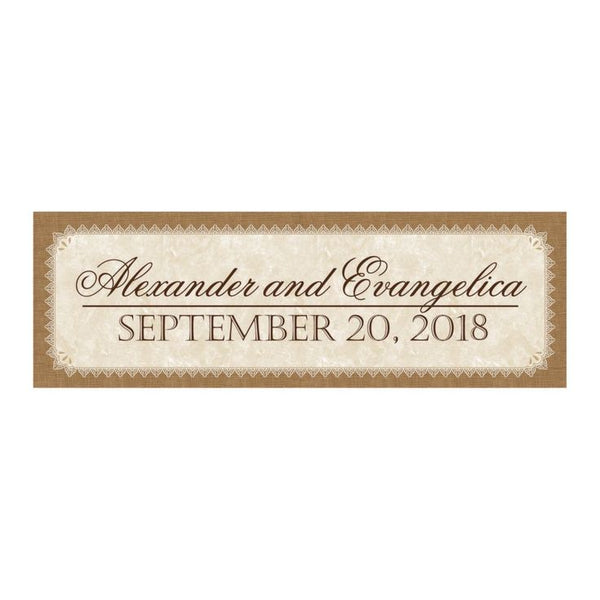 Burlap & Lace Look Rustic Wedding Custom Banner - Medium