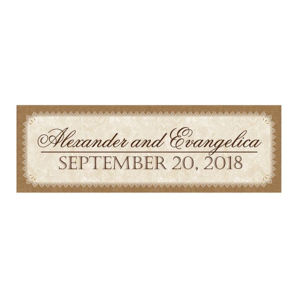 Burlap & Lace Look Rustic Wedding Custom Banner - Medium