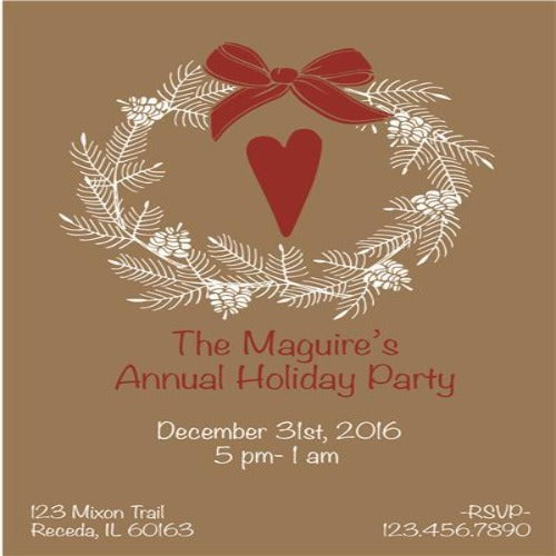 Sophisticated Wreath Gold Holiday Card or Invitation