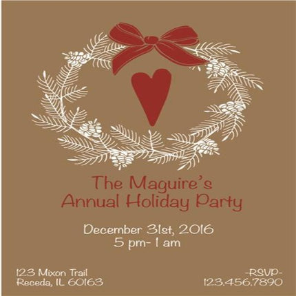 Sophisticated Wreath Gold Holiday Card or Invitation