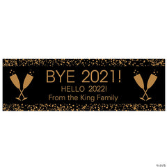 Black & Gold New Years Eve Party Custom Banner - Medium