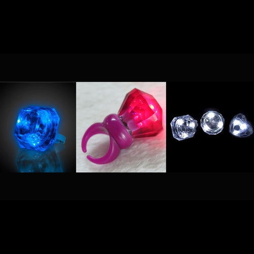 LED Light-Up Flashing Supersized Diamond Ring - Patriotic Theme- Red W ...