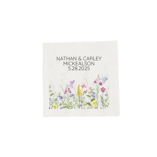 Personalized Garden Flower Beverage Napkins