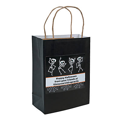 Medium Personalized Skeleton Halloween Kraft Paper Gift Bags