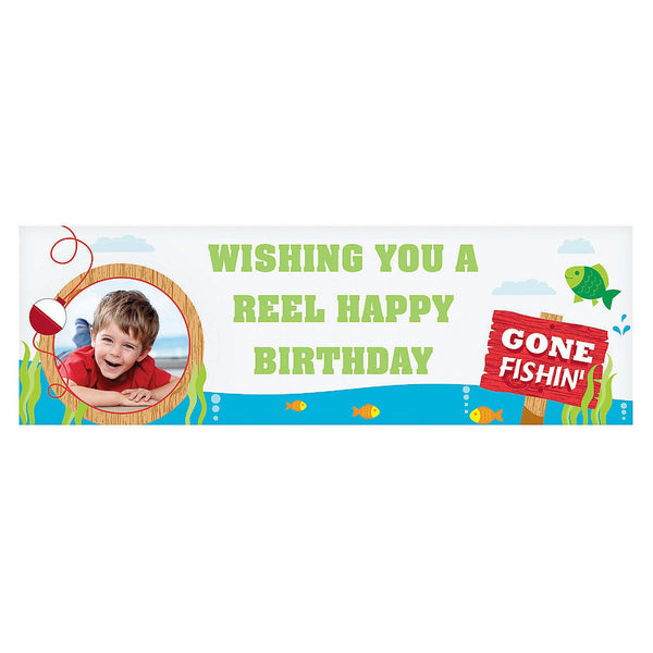 Custom Photo Small Little Fisherman Party Banner - Small