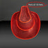 LED Flashing Neon Red EL Wire Sequin Cowboy Party Hat - Pack of 18 Hats