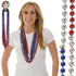 Red, Silver, Blue Bead 36" Necklaces