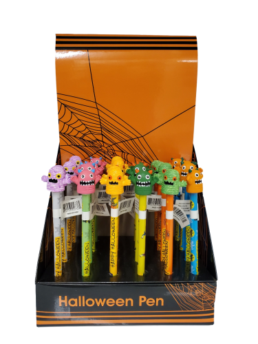 Halloween 24 Piece Assorted Novelty Monster Heads Shape Rollerball Pens