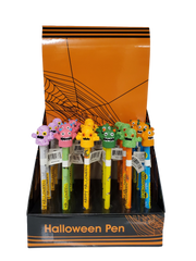 Halloween 24 Piece Assorted Novelty Monster Heads Shape Rollerball Pens