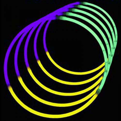 24 Inch Green Purple Yellow Tri-Color Glow Stick Necklaces -  - 50 Per Pack