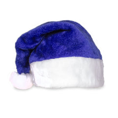 Royal Blue Plush Santa Hat