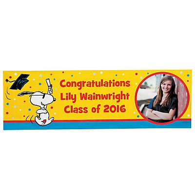 Peanuts Graduation Photo Custom Banner - Small