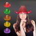 LED Light Up Flashing Cowboy Hats with Sequins - 5 Colors Assorted Pack of 6 Hats