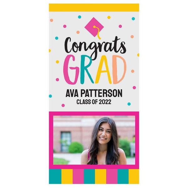 Vertical Congrats Girl Grad Photo Custom Banner - Small